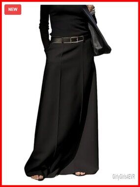 Women's Long Maxi Skirt High Waist H Line Straight Pencil Skirt Pockets